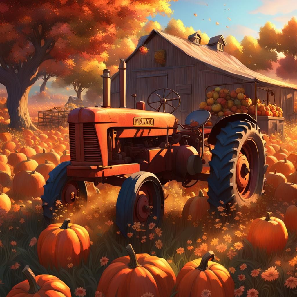 an epic fantasy image of all things Autumn, pumpkins, fall-c...