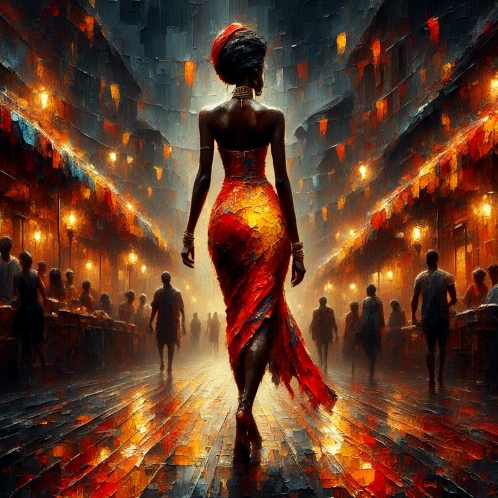 Stunning African Woman with Vibrant Lights