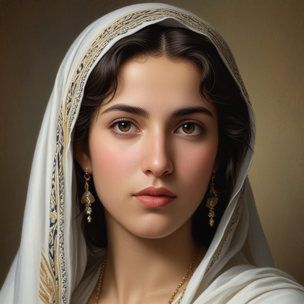 Oil Painting Portrait of a Young Arab Israeli Woman