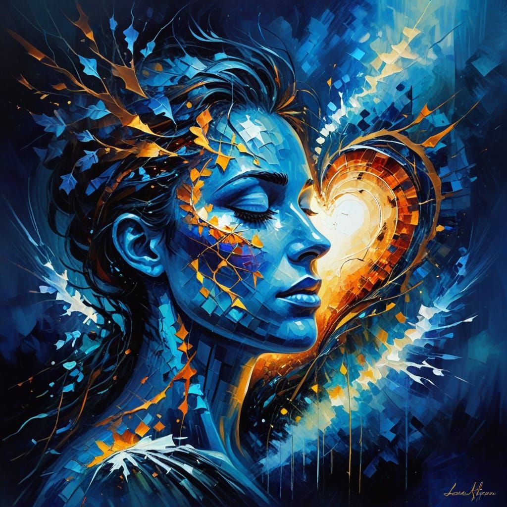 Abstract Expressionist Portrait in Vibrant Colors