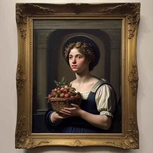 Bacchus with Fruit in Baroque Chiaroscuro Lighting