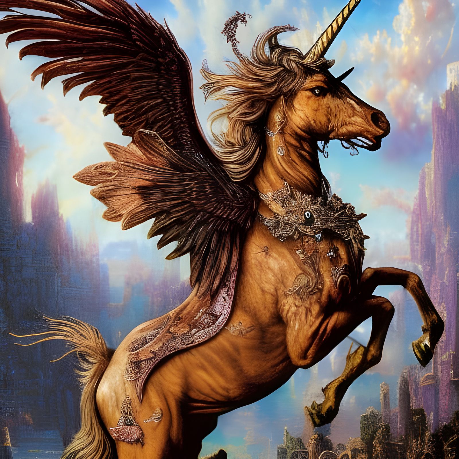 Detailed Unicorn Inspired by Gustave Moreau