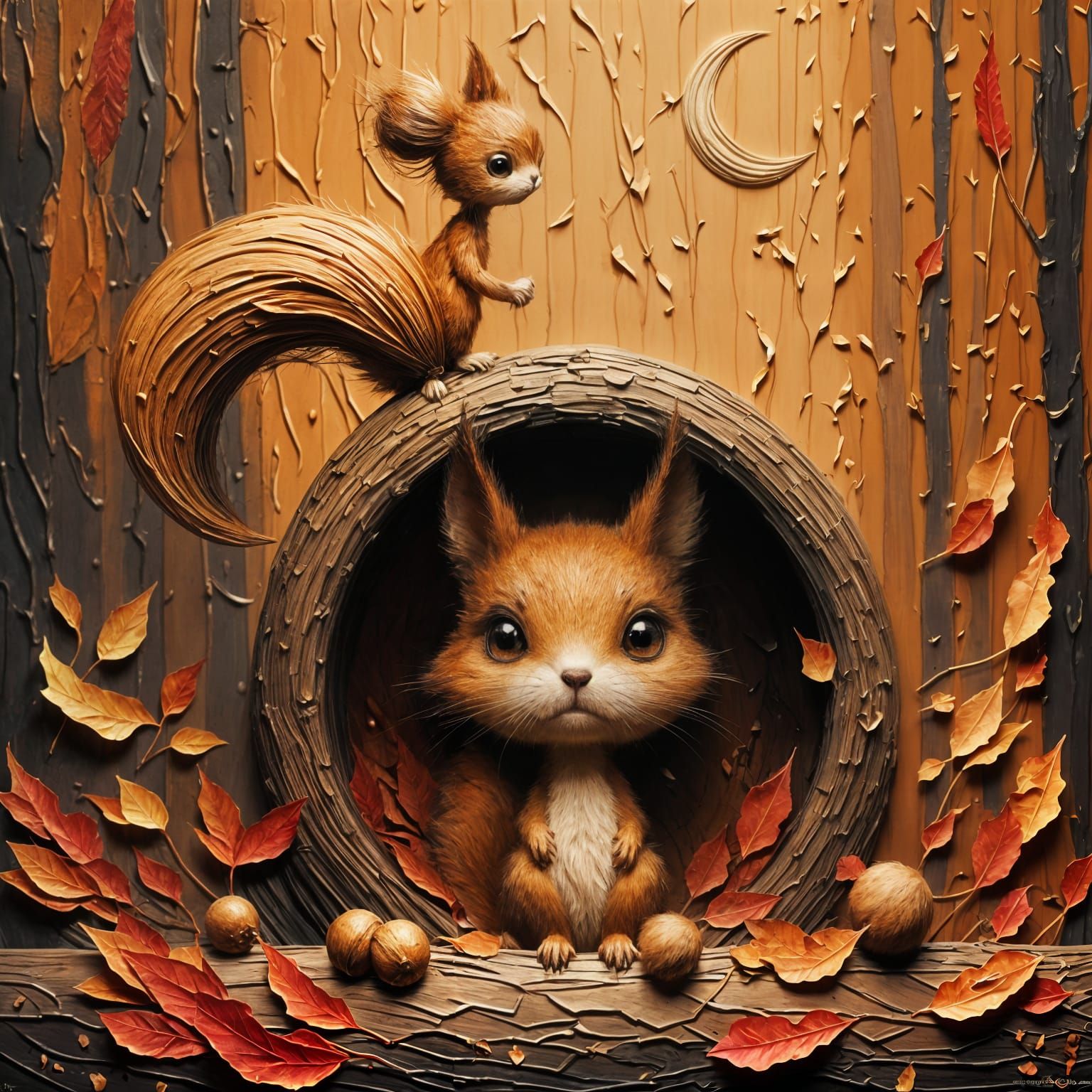 Mischievous Squirrel in Autumn Hollow