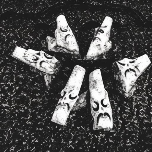 Creepy Occult Symbol in Glitchy VHS Style