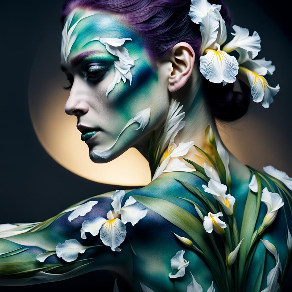 Bio Art: White Irises and Living Tattoos