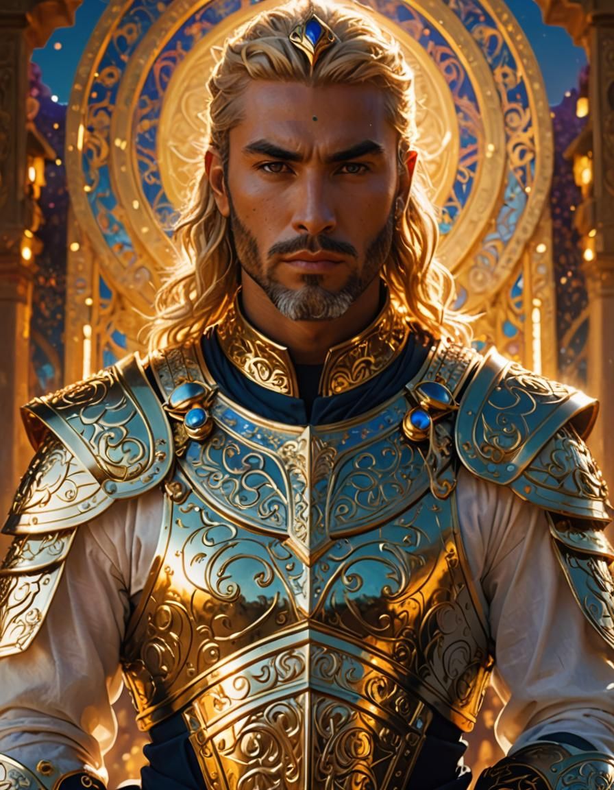 Celestial Warrior and Golden Chariot in Astral Realm