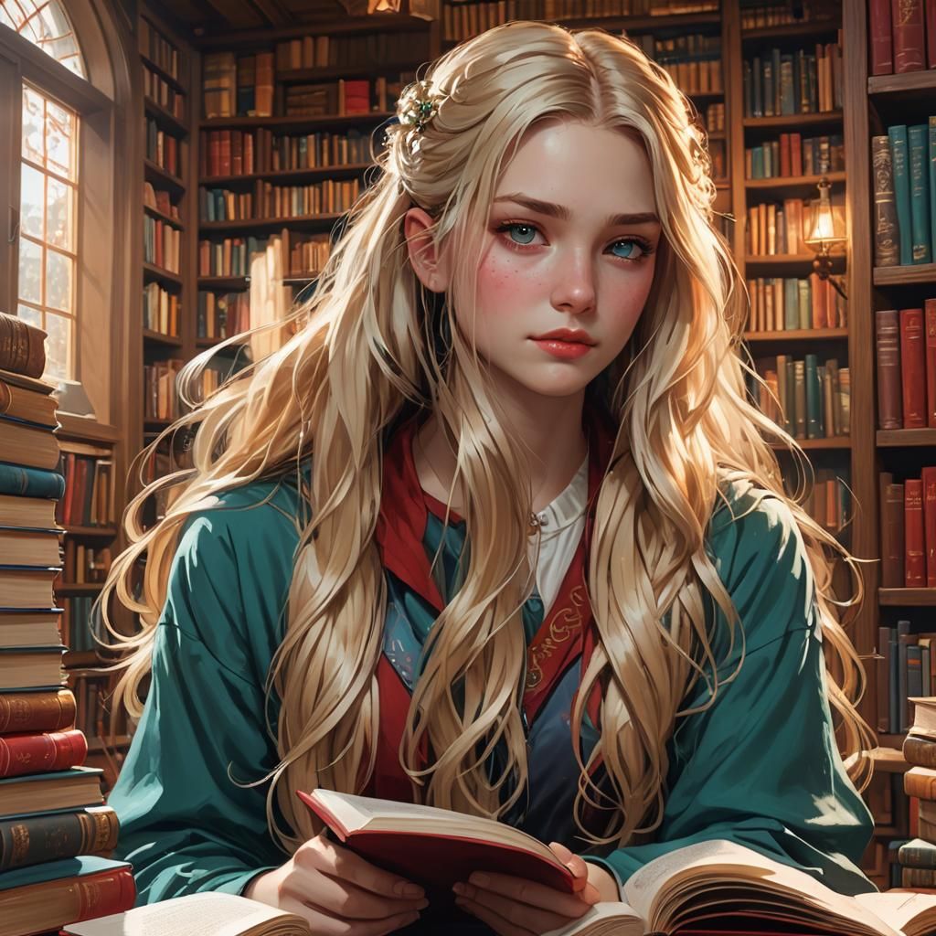 Teen Girl Portrait in Cosy Room, Detailed Digital Art