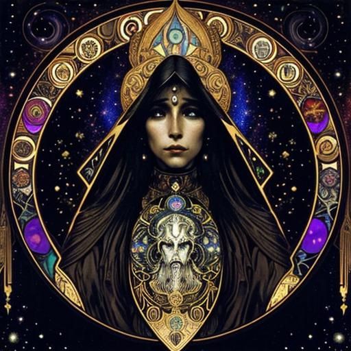 Dark Star: Giger, Mucha, Klimt Inspired Artwork