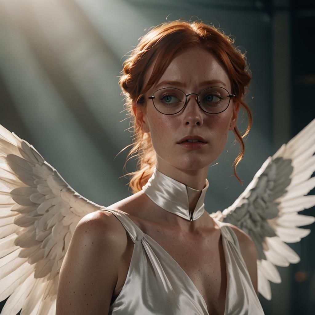 Woman with Wings in Cinematic Film Still