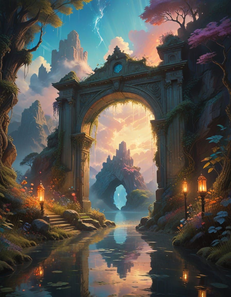 Mysterious Portal to Another World in Whimsical Style