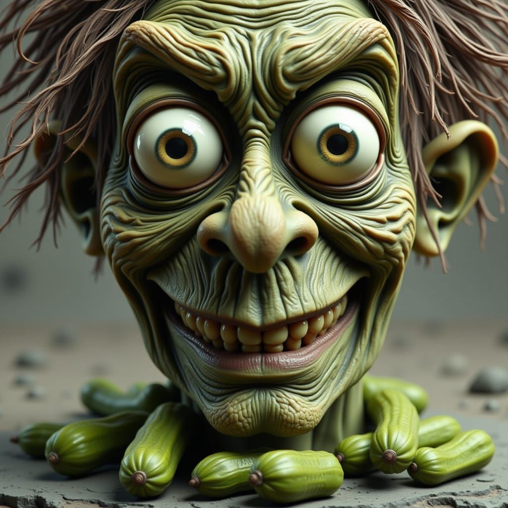 Man Stuck in a Pickle Jar, Claymation Caricature Style