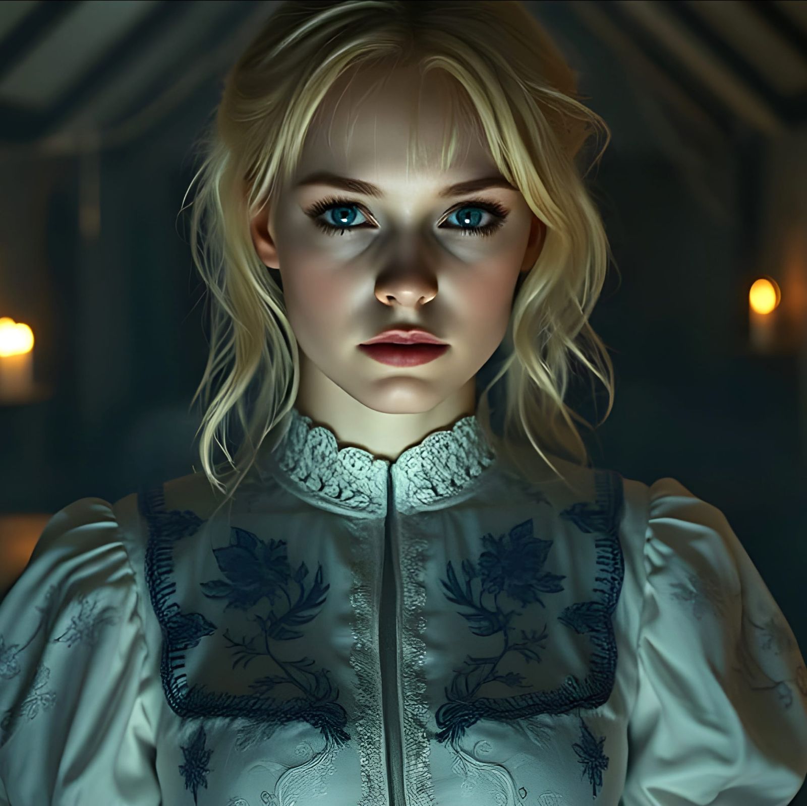 Platinum Blonde Beauty in Midnight Attic