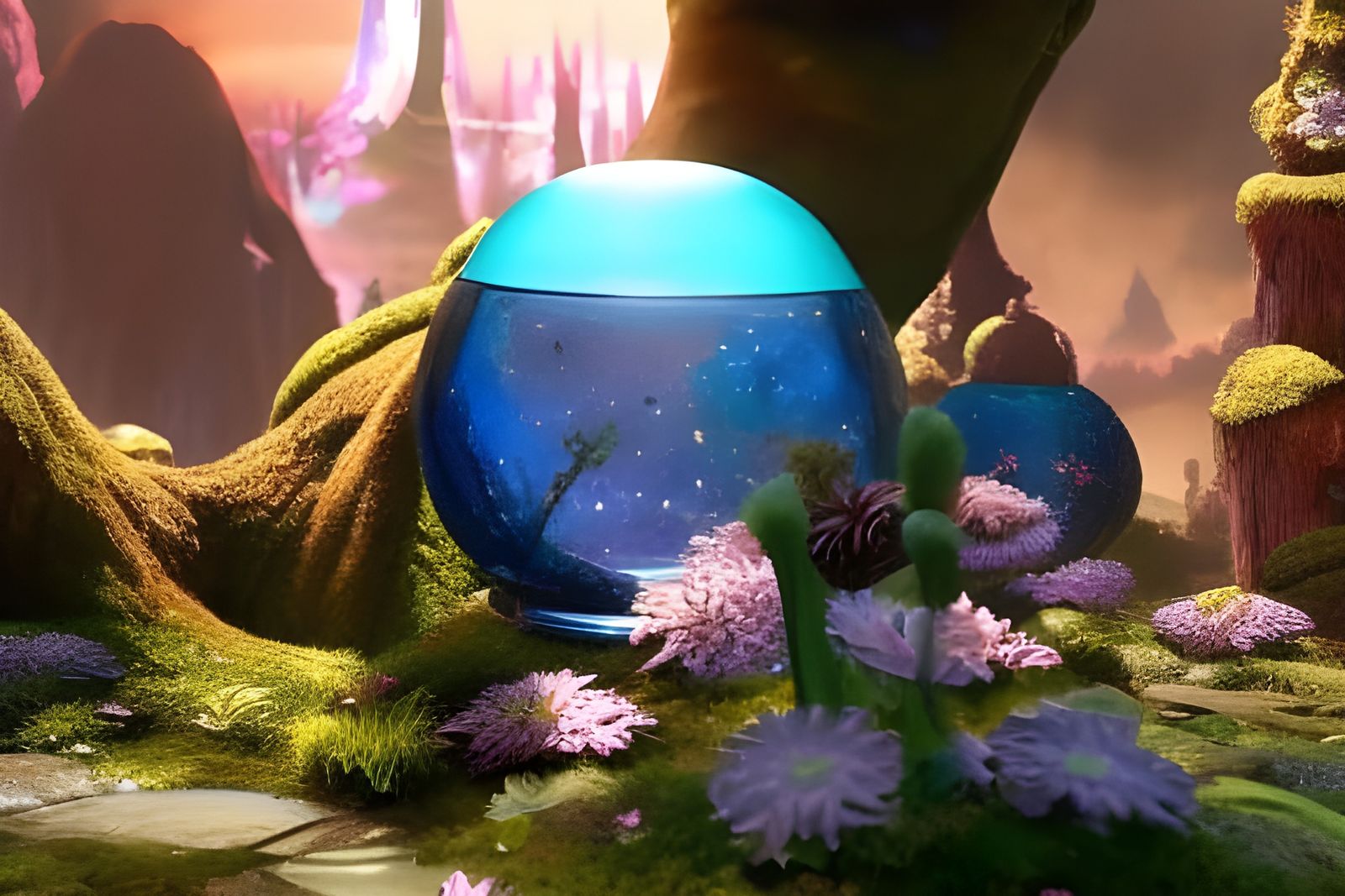 Miniature Universes in Glass Lamps, Digital Art