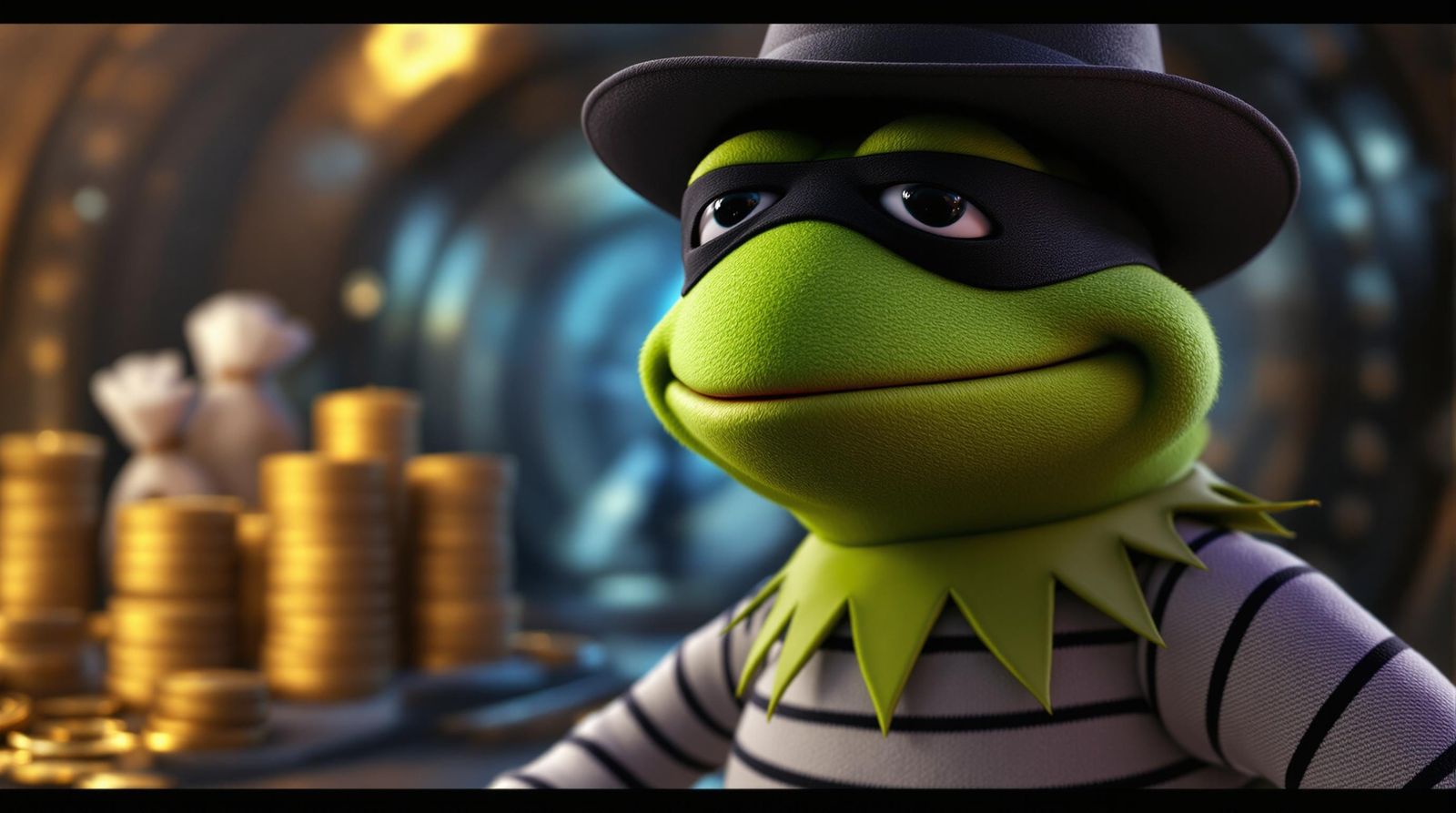 Kermit the Frog in Robber's Stripes