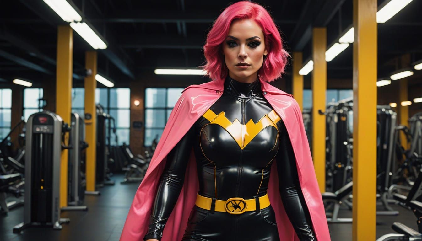 Neon Goddess in 80s Chic Latex Workout