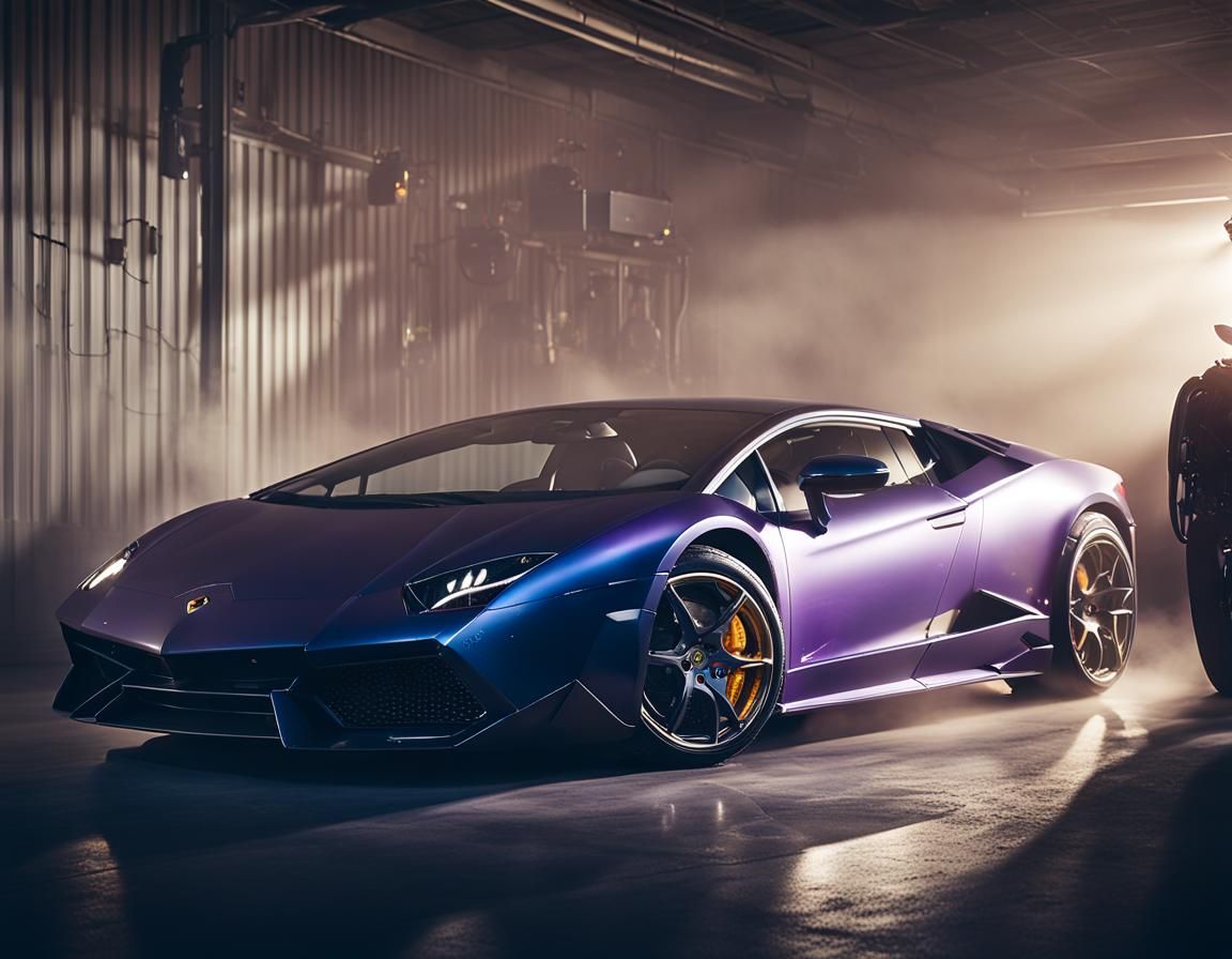 Luxury Lamborghini in Moody Garage Atmosphere