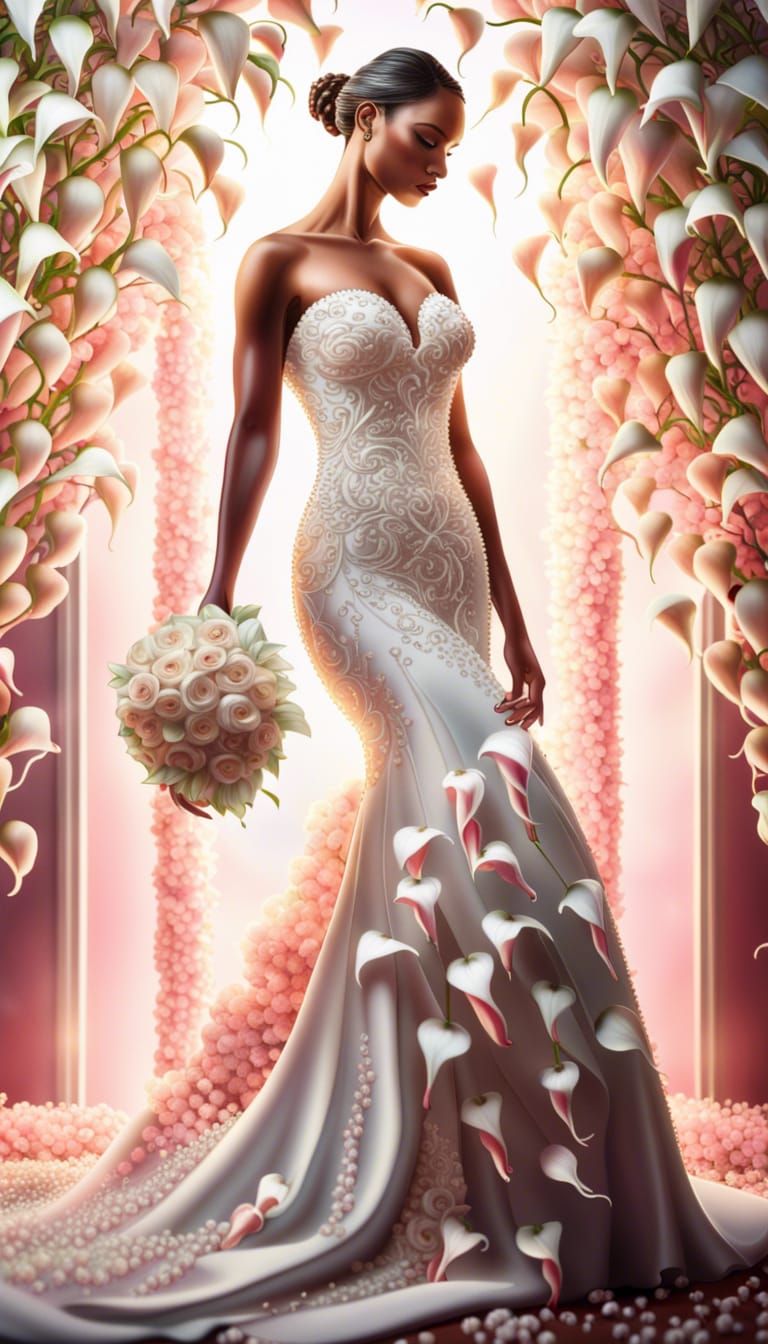 Calla Lily Wedding Dress: Hyperrealistic Floral Concept