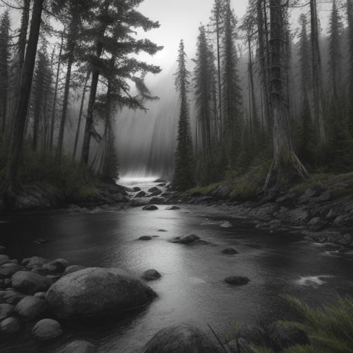 Monochrome Natural Landscape in Shades of Grey