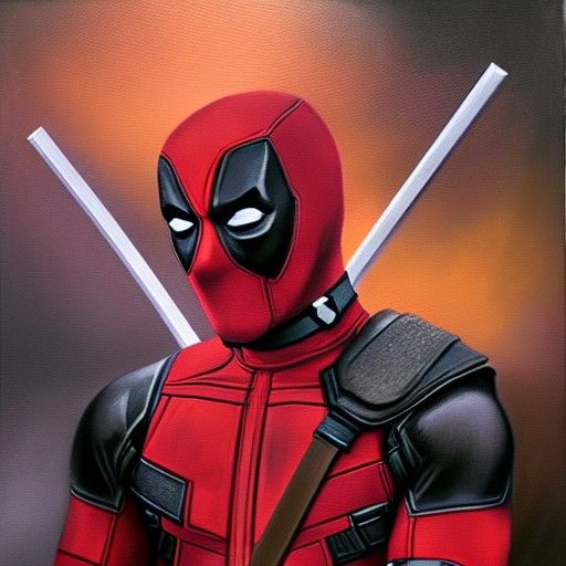 Deadpool as Samurai: Oil Painting in Gurney Style