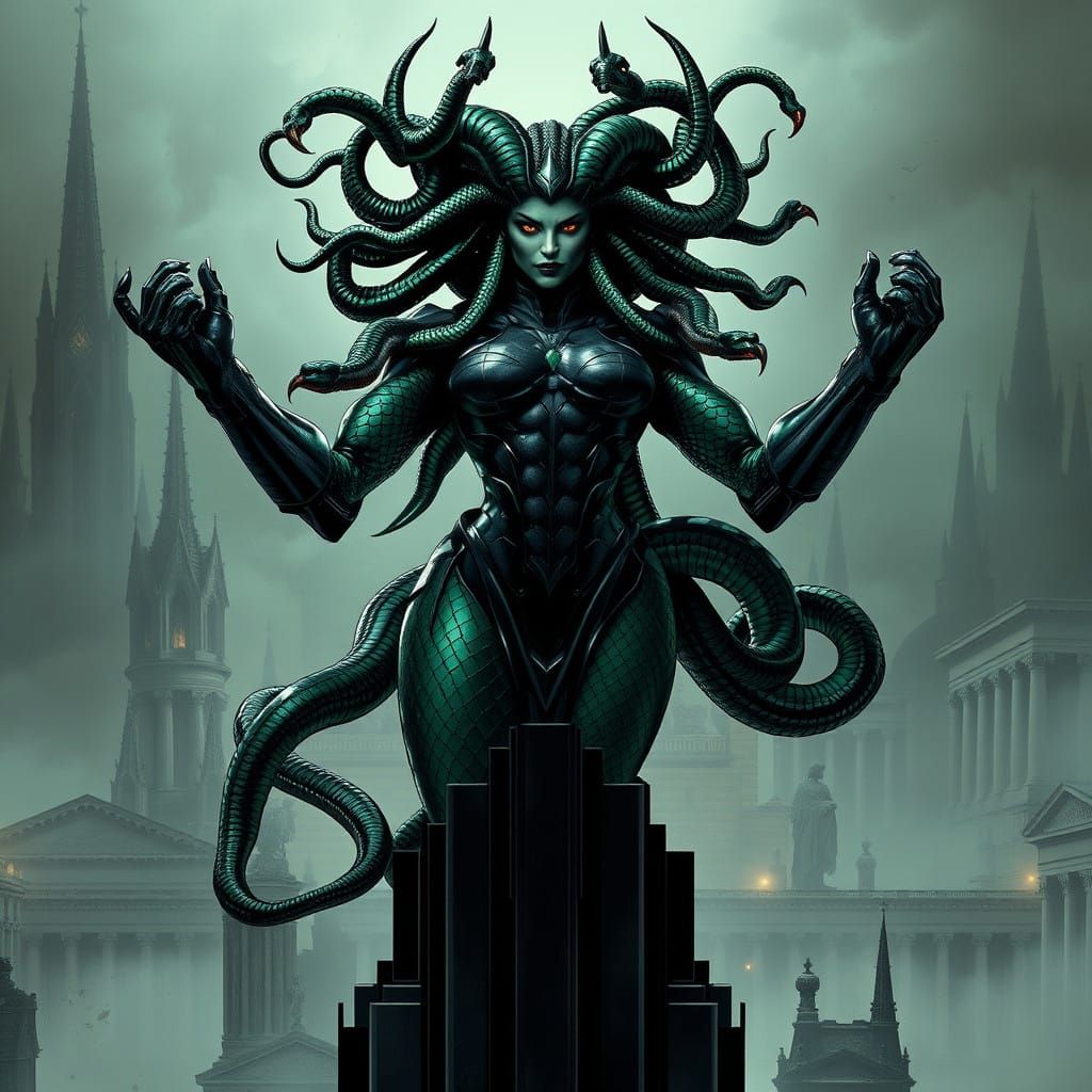 Medusa Empress of Cyberpunk Ruins