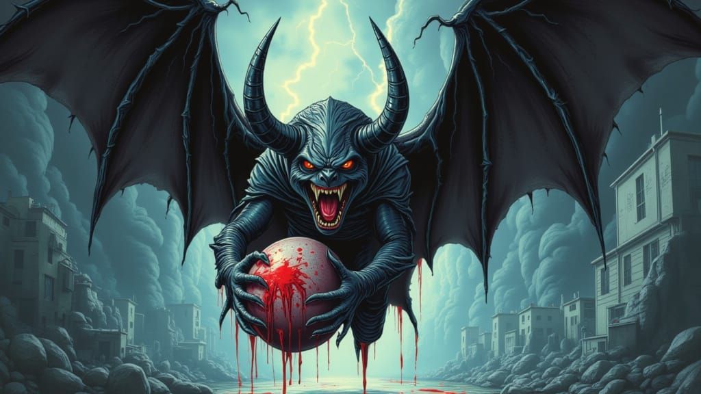 Cartoon Bat with Head, Pop Art Graphic Novel