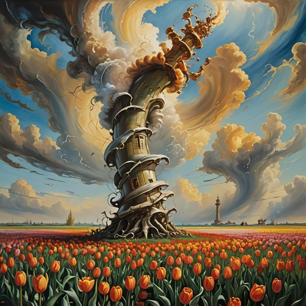Surreal Tornado Touches Down in Tulip Field