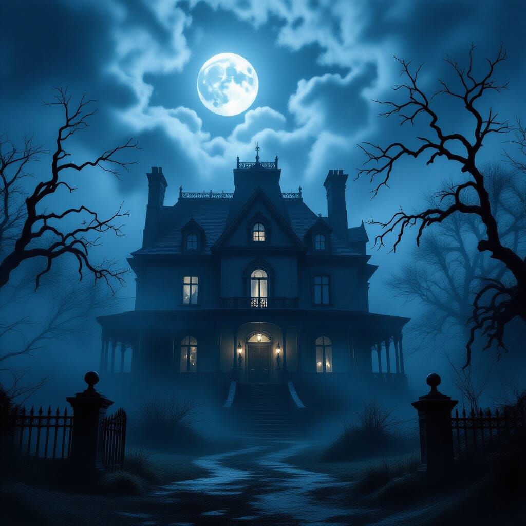 Haunted Mansion Horror Poster in Gothic Style