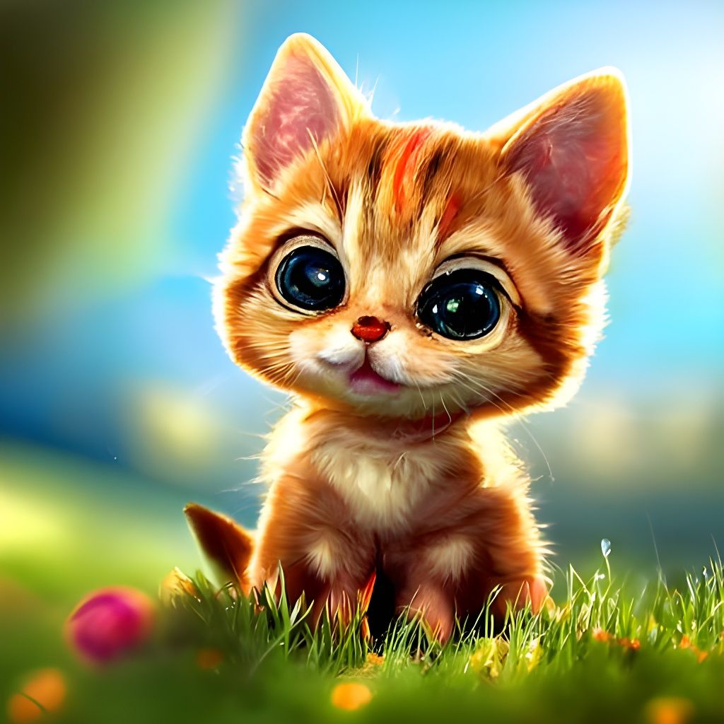 Hyperrealistic Chibi Kitten with Magical Lighting
