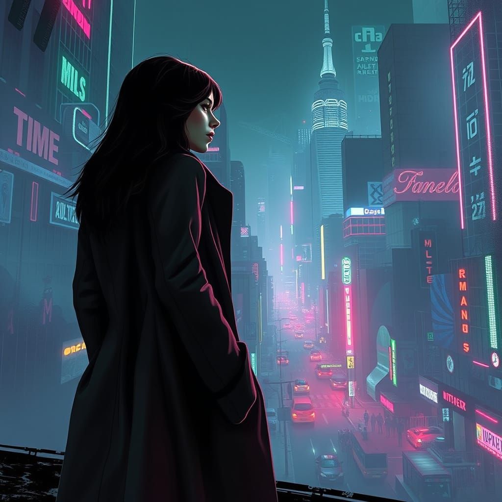 Surreal Cyberpunk Cityscape Inspired by Film Noir