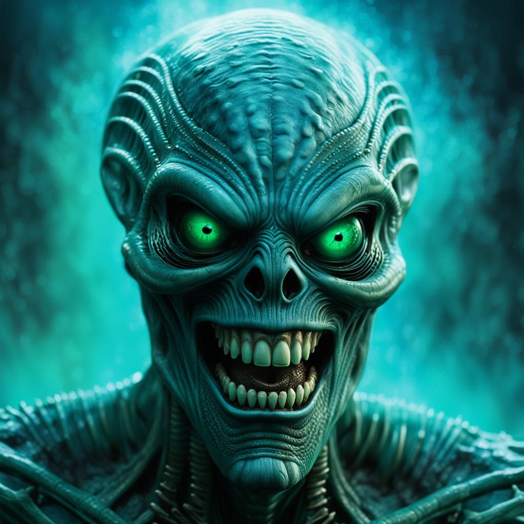 Alien's Joyful First Contact: Hyper-Realistic Close-Up