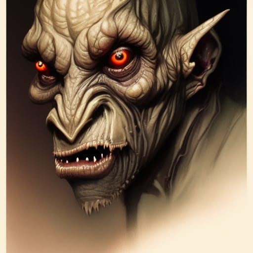 Eldritch Demon Goblin Portrait in Hyperdetailed Style