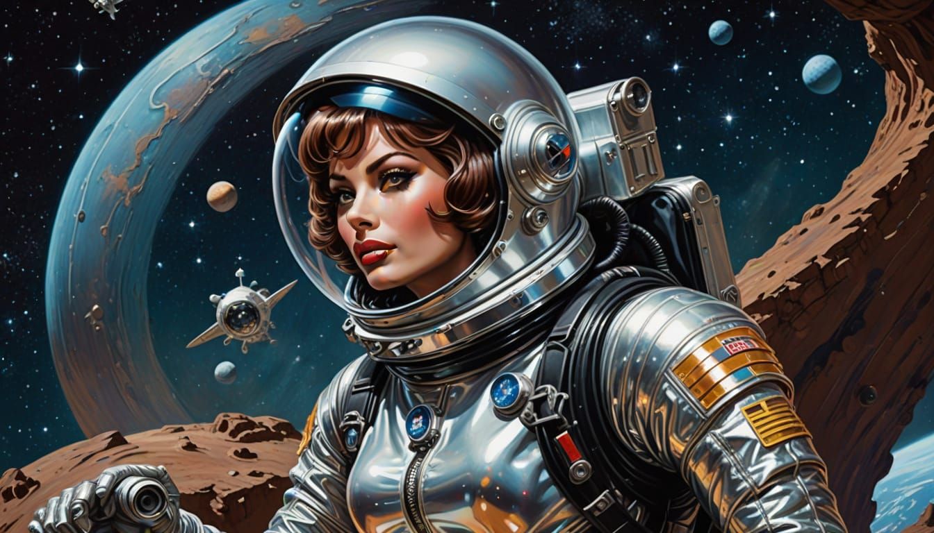1950s Sci-Fi Space Girl in Retro Style