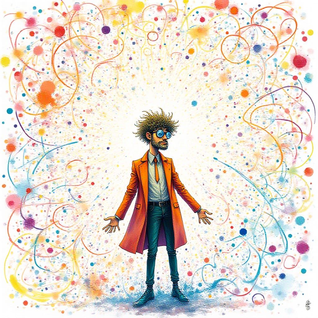 Vibrant Mathematician in Whimsical Pop Art