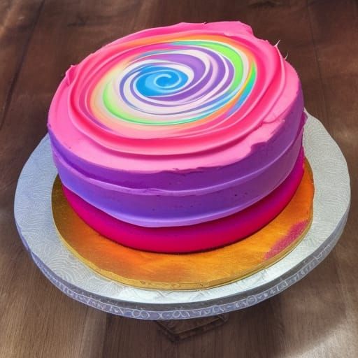 Pastel Pink Cake in Candyland Gouache Style