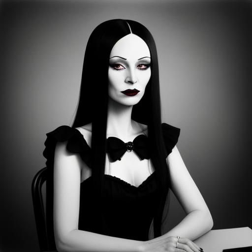 Morticia Addams Portrait in Arbus Style