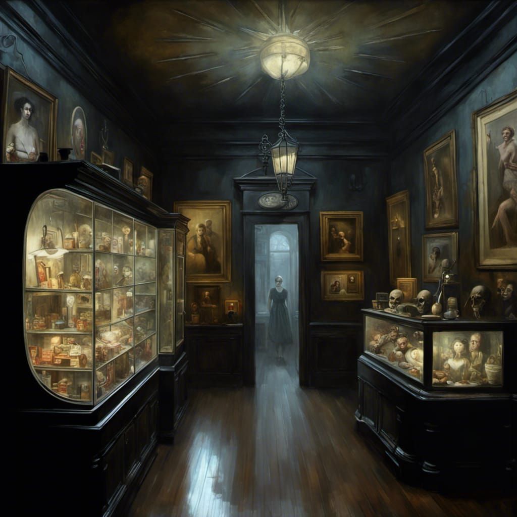 Grotesque Voodoo Shop Interior as Horror Art