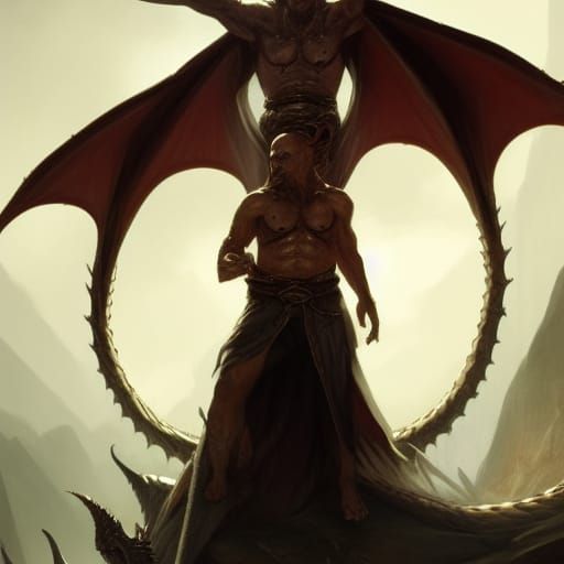 Two Headed Dragon and Elf Priest in Dark Fantasy