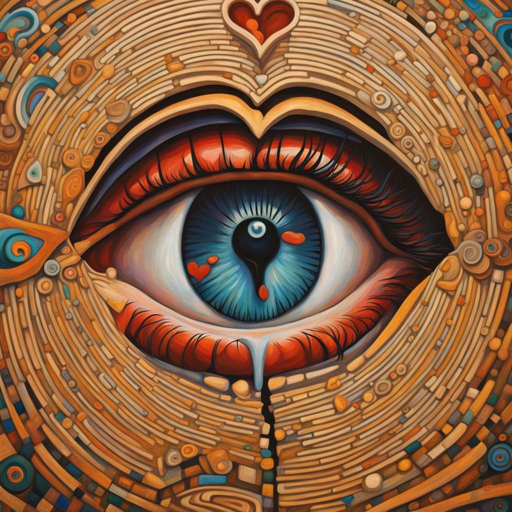 Surreal Heart Labyrinth Inspired by Klimt