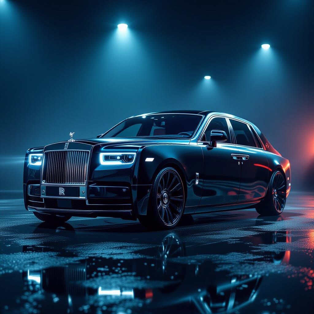 Slammed Rolls-Royce Phantom in Obsidian Black