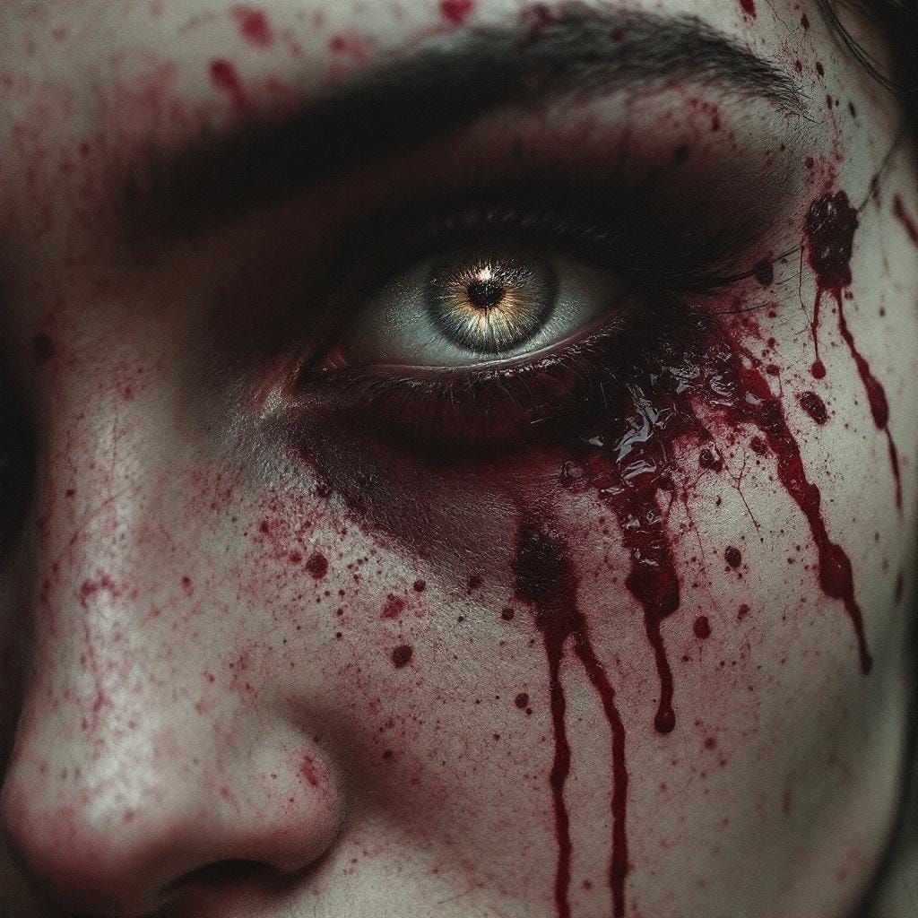 Woman with Silver Eyes: A Close-Up Portrait