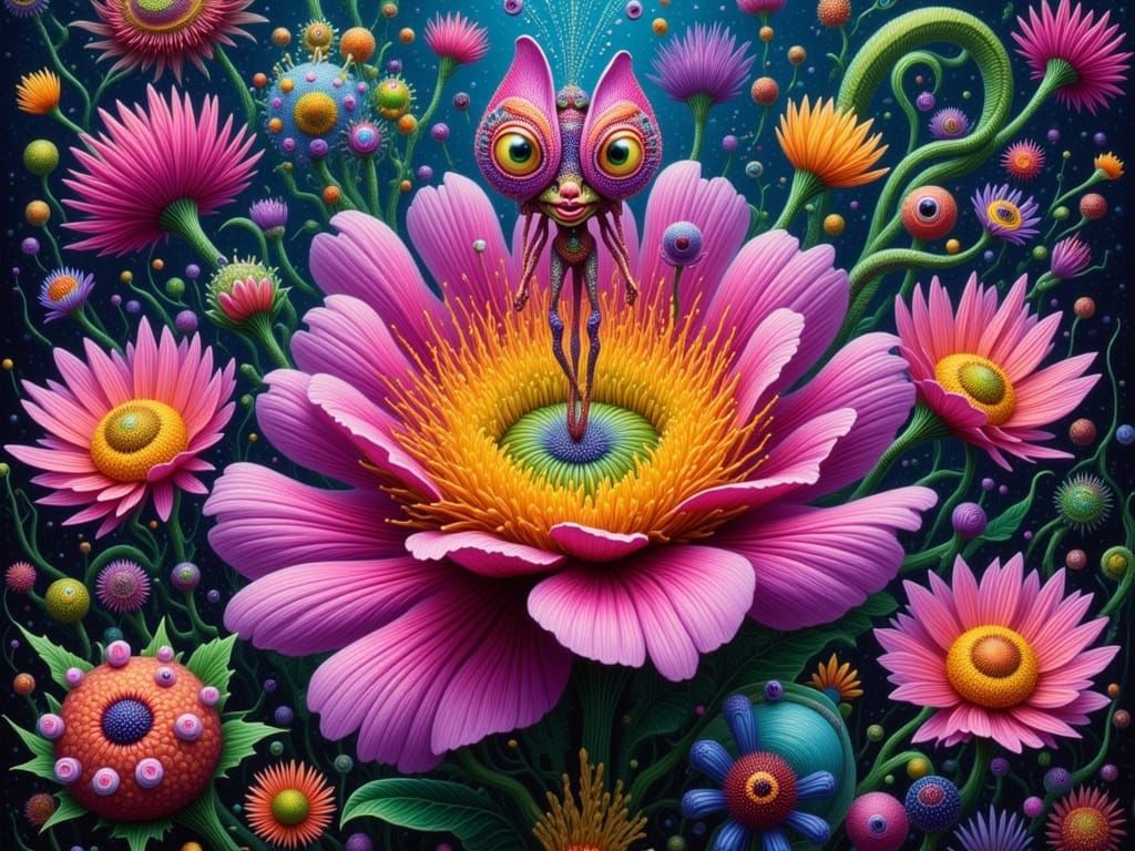 Colorful Alien Flower Butterfly Hybrid