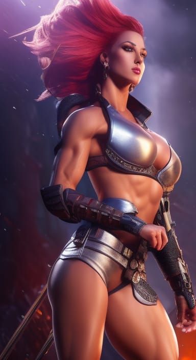 Muscular Blonde Fighter with Hyperrealistic Detail