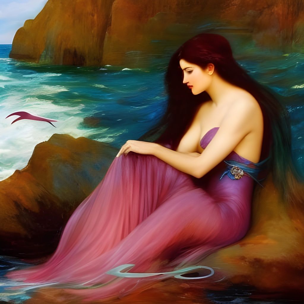 Alluring Mermaid in Impressionistic Watercolor Style