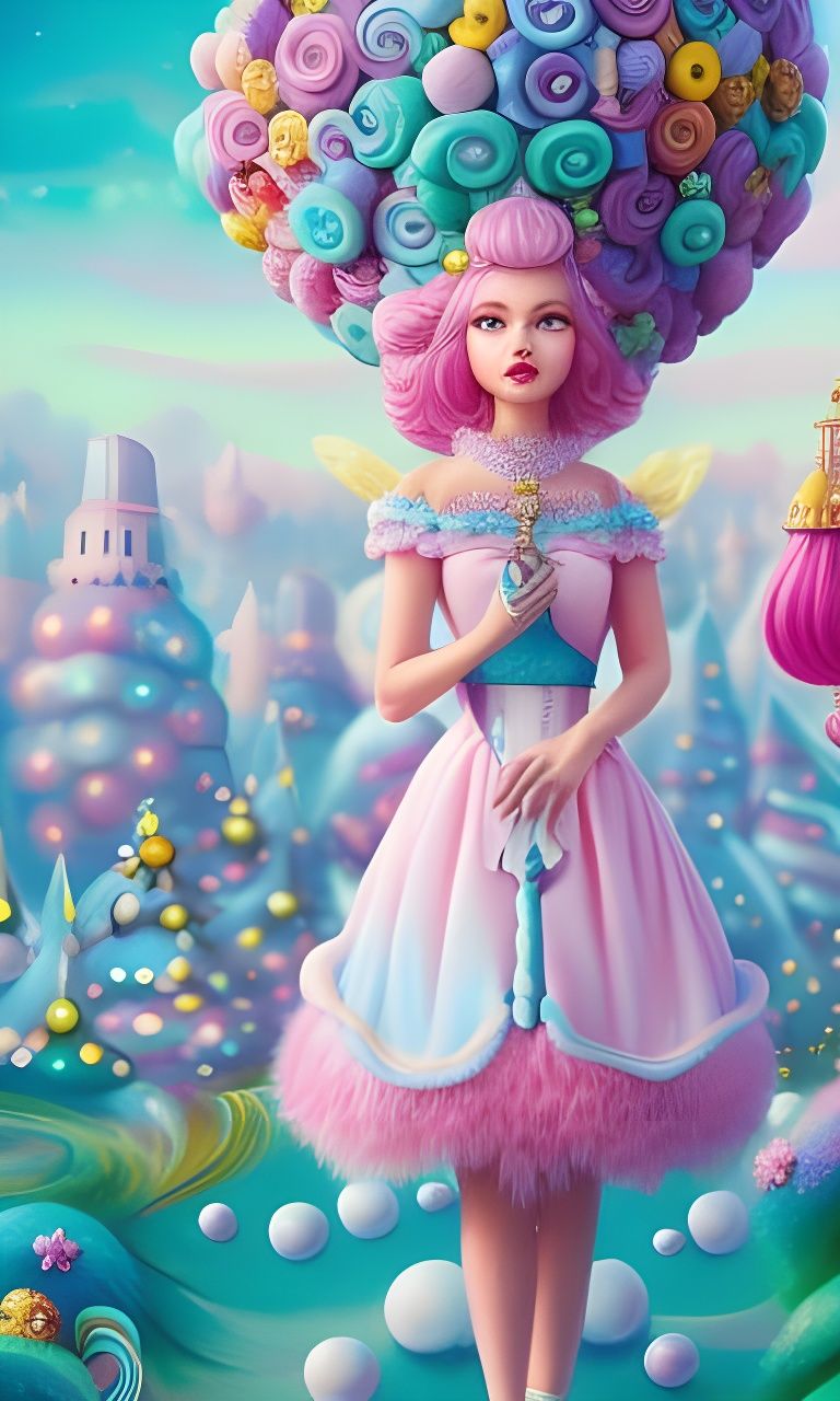 Ethereal Candyland Queen in Pop Surrealist Style