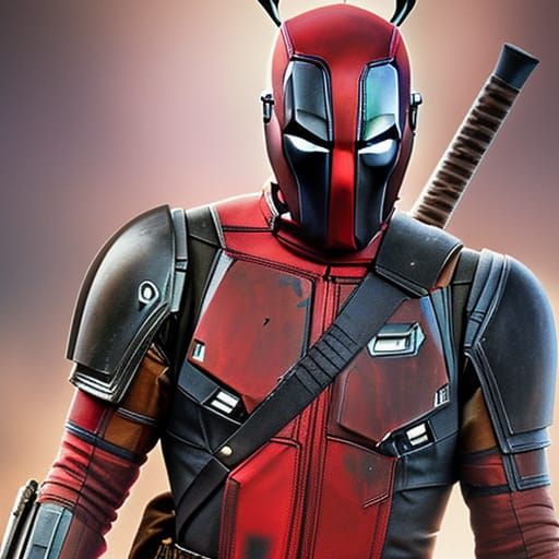 Mandalorian Deadpool Heart Hands in Volumetric Lighting