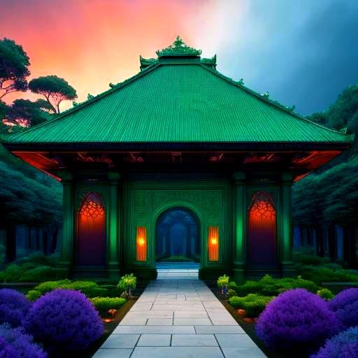 Terracotta Trees and Emerald Archway in HDR