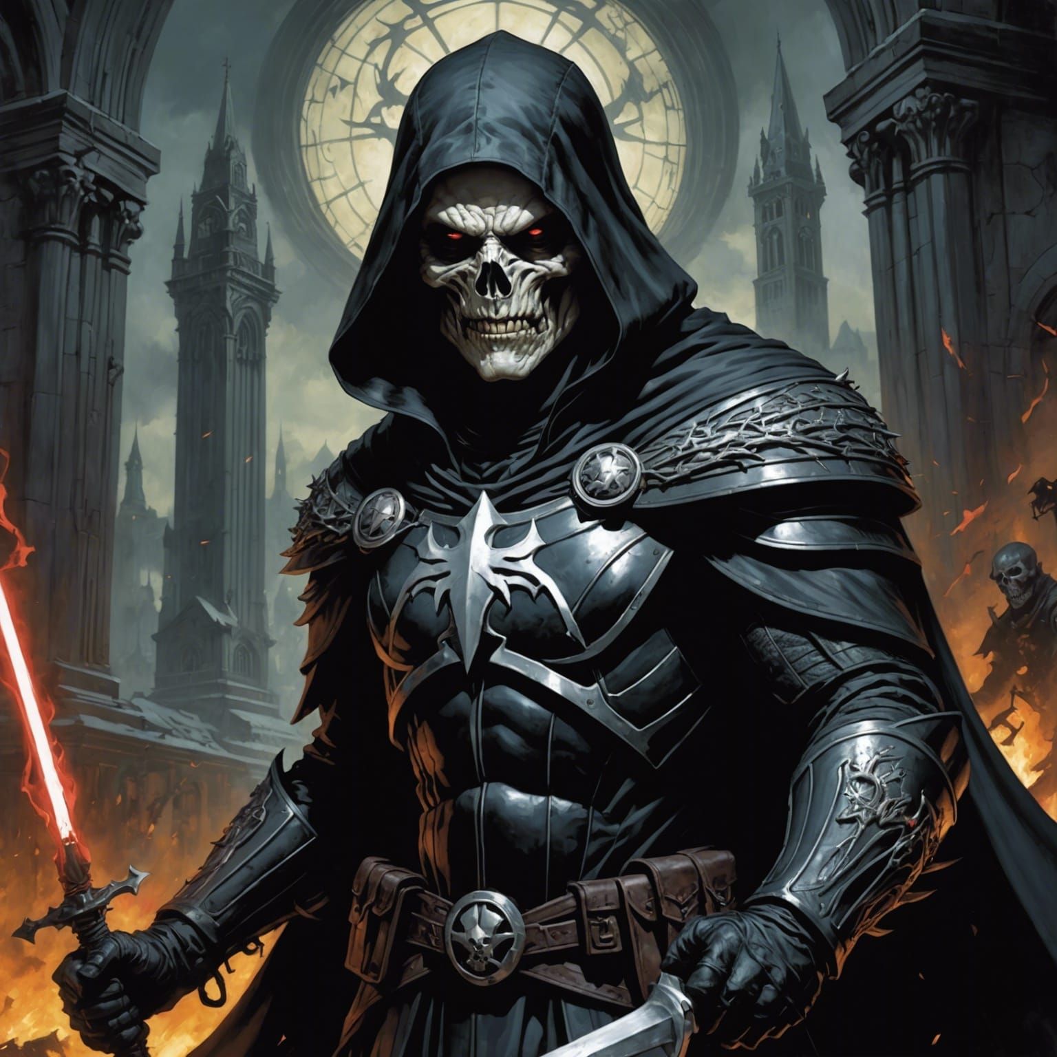 Grimdark Character Portrait in Comic Art Style