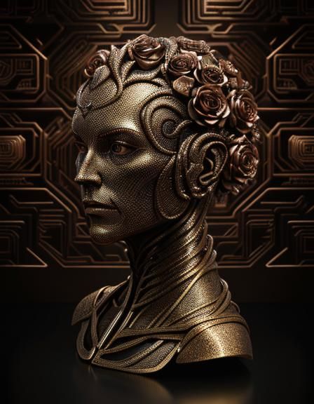 Bronze Android Fractal Rose Matte Painting