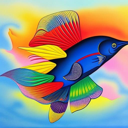 Psychedelic Angel Fish in Surrealist Expressionist Style