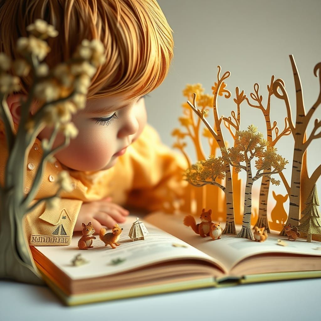 Kirigami Child and Pop-Up Forest Book